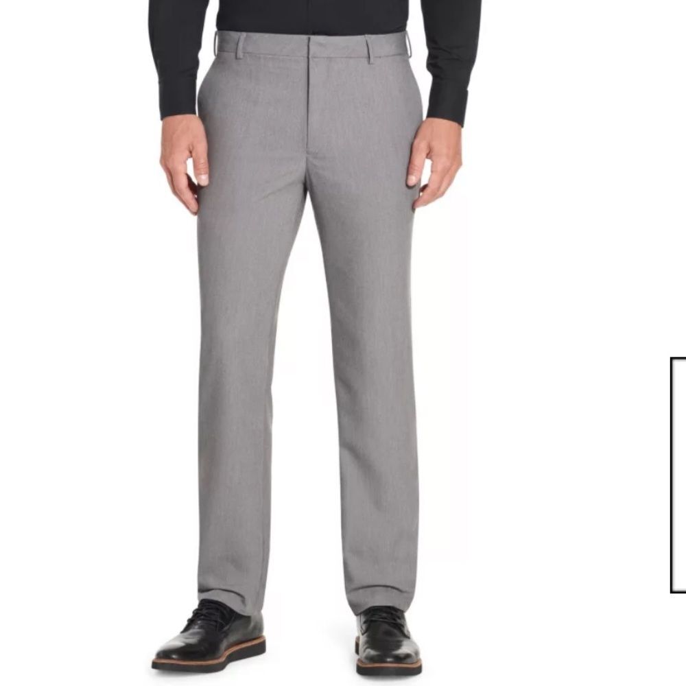 NWT Van Heusen gray mens wrinkle free straight fit flat front pants 36W X 30L